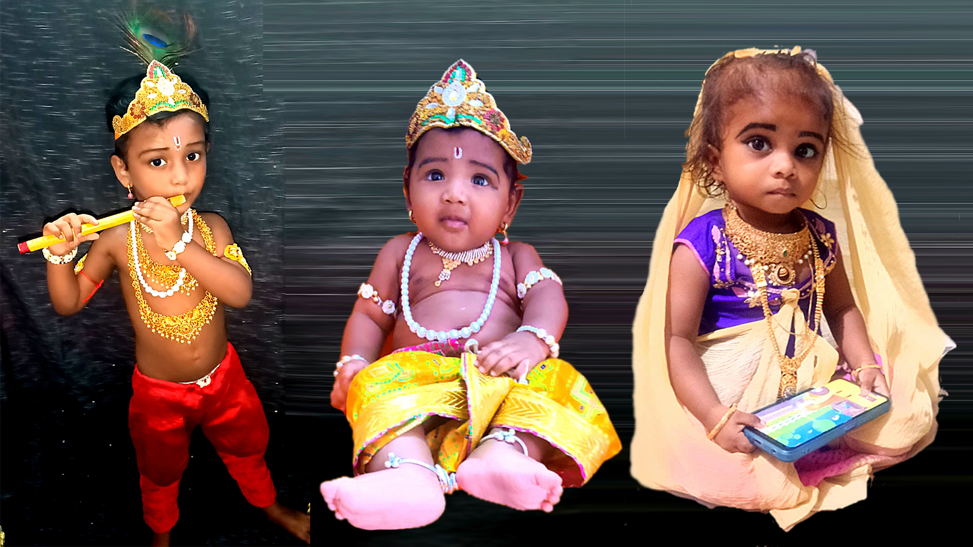 கிருஷ்ண ஜெயந்தியை முன்னிட்டு மத பேதமின்றி தங்கள் குழந்தைகளை கிருஷ்ணர் ராதை வேடமிட்டு  கொண்டாடினர்!